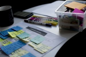 Label the important moving documents with sticky notes