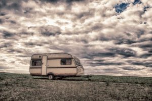 A caravan and dramatic weather