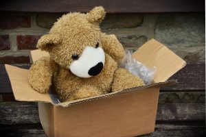 Teddy bear in a box