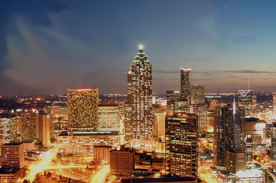 Atlanta skyline at night.