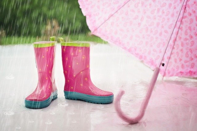 rain boots and an umbrella