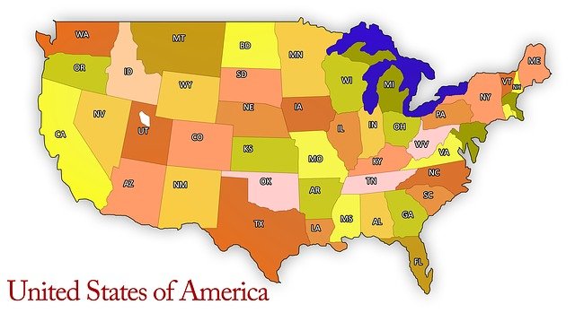 USA map including top inbound states for relocation