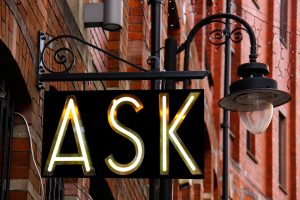 A sign saying ask