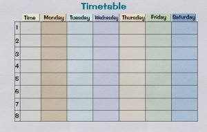 A timetable sheet