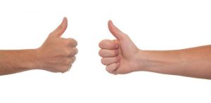 Thumbs up with two hands