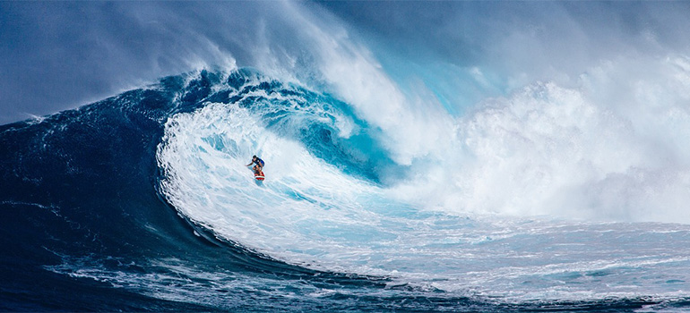 Surfer on Hawaii sea