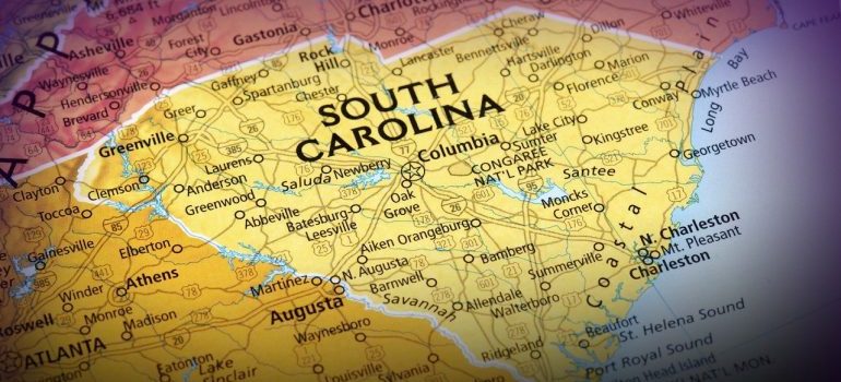 A map of South Carolina.