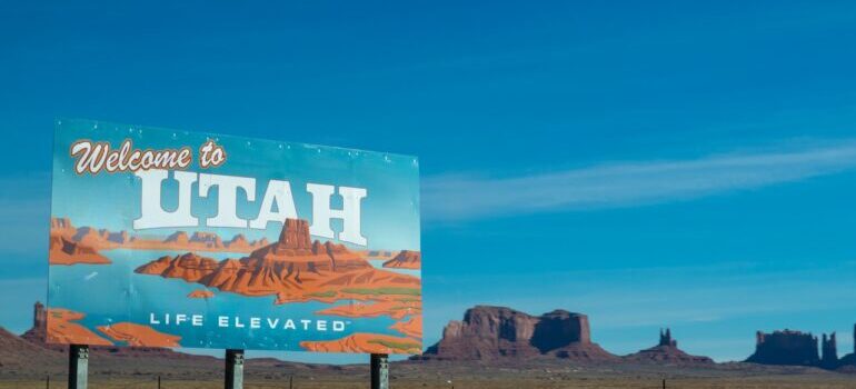 A poster saying 'welcome to Utah'
