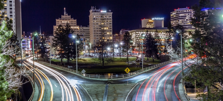 Spokane night panorama