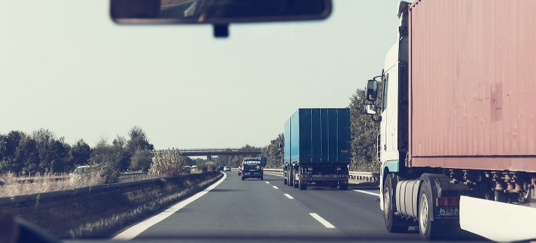 trucks on a highway