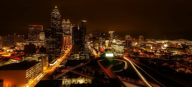 Atlanta city at night - a place where best cross country movers Georgia operate