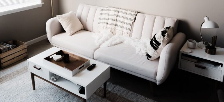 white and black styled living room
