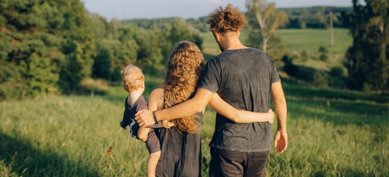 a family walking in the nature