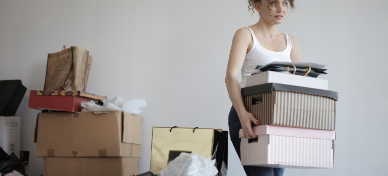 a person decluttering