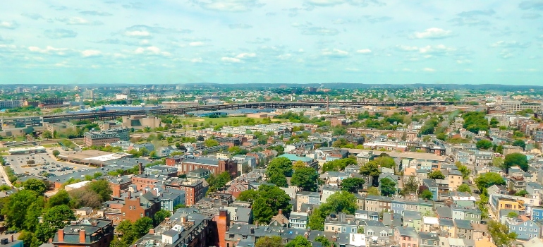 areal view of the Best neighborhoods in Boston for young families