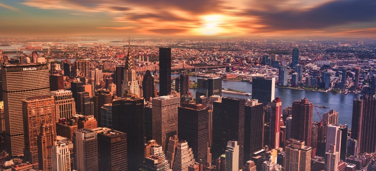 a skyline of New York, one of the best U.S. cities for finance workers