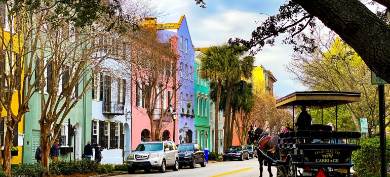 a picture of a historic street in South Carolina, one of the top US states with good weather year round
