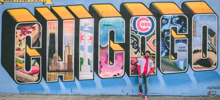 an artistic graffiti of the word Chicago