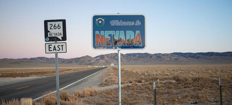 A welcome sign to Nevada