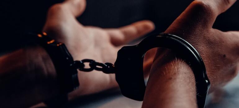 Handcuffs on a person