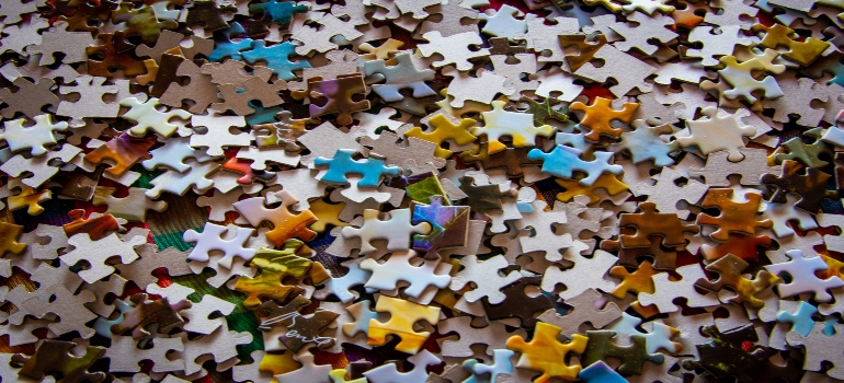 Jigsaw puzzle on the table