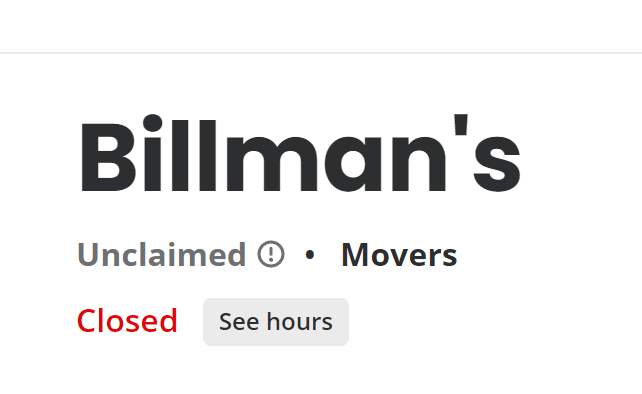 Billman's mobile home moving company logo